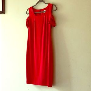 Calvin Klein dress, red, knee length. Like new.